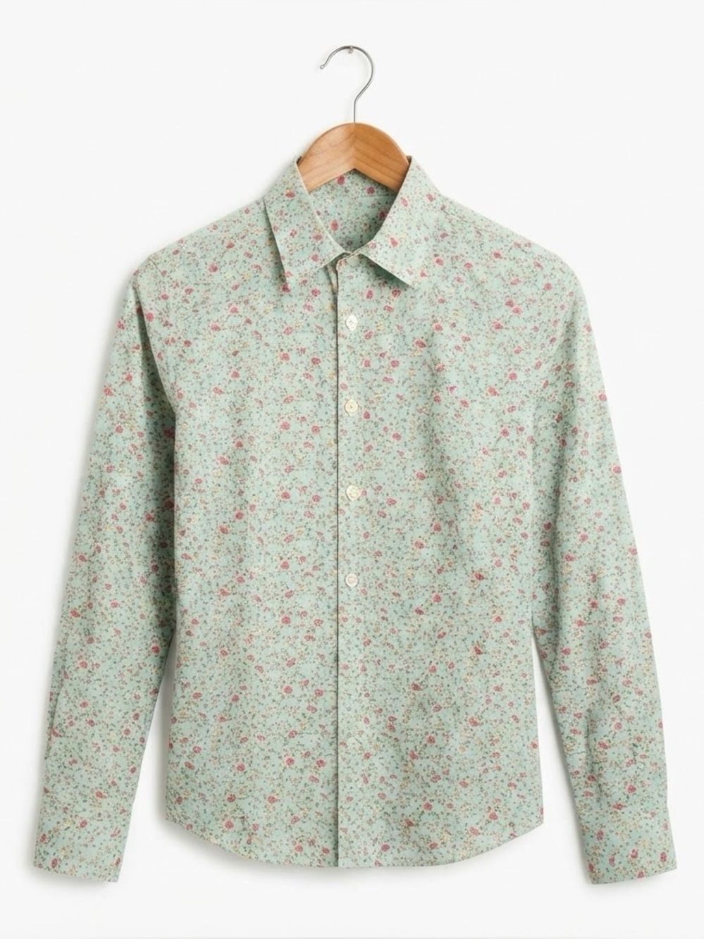 Women’s Ditsy Floral Button-Up Long Sleeve Blouse Small